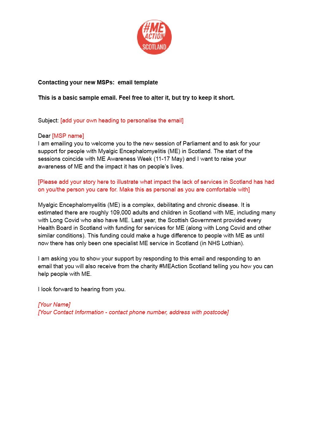 Template email to send to Members of the Scottish Parliament May 2026
